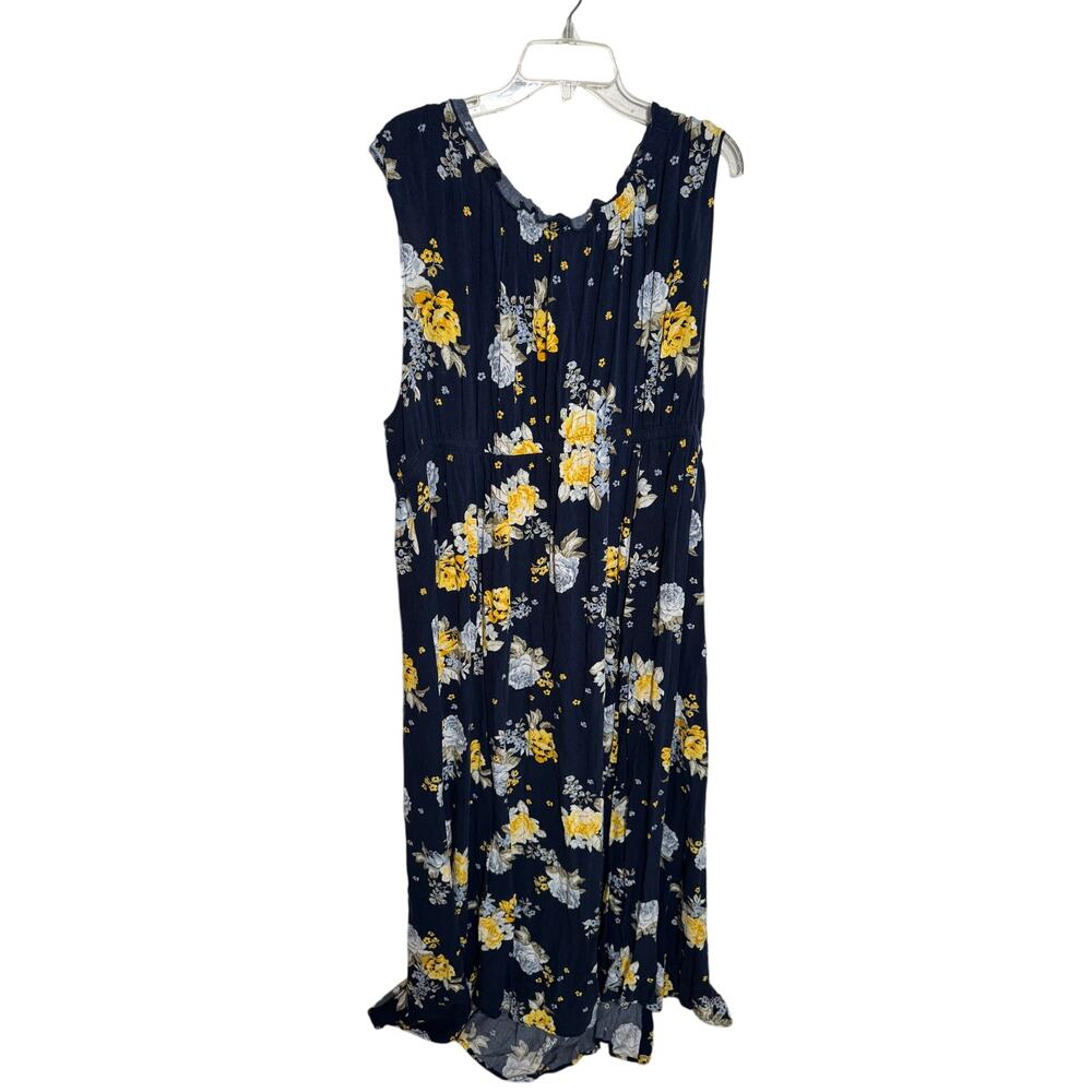 Torrid Womens Sleeveless Long Dress Navy Yellow Floral Cruise Summer Size 4X